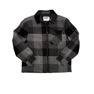 DKNY Plaid Wool Jacket - Black and Gray
